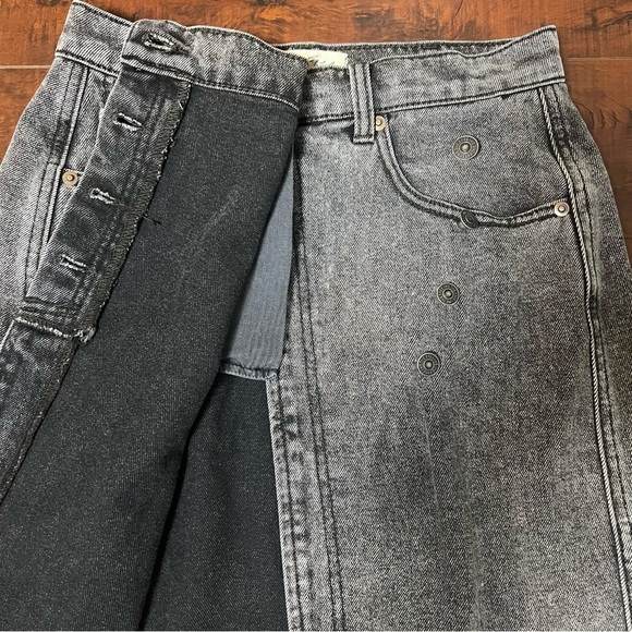 FREE PEOPLE We The Free Denim Parker Wrap Jean Mini Skirt Sulphur Black Size 26 - Picture 7 of 12